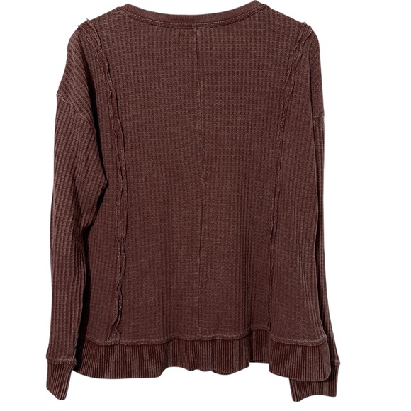 NWT Frye & Co Womens Textured Thermal Top Size L Autumn Casual Tie Front - Picture 2 of 4